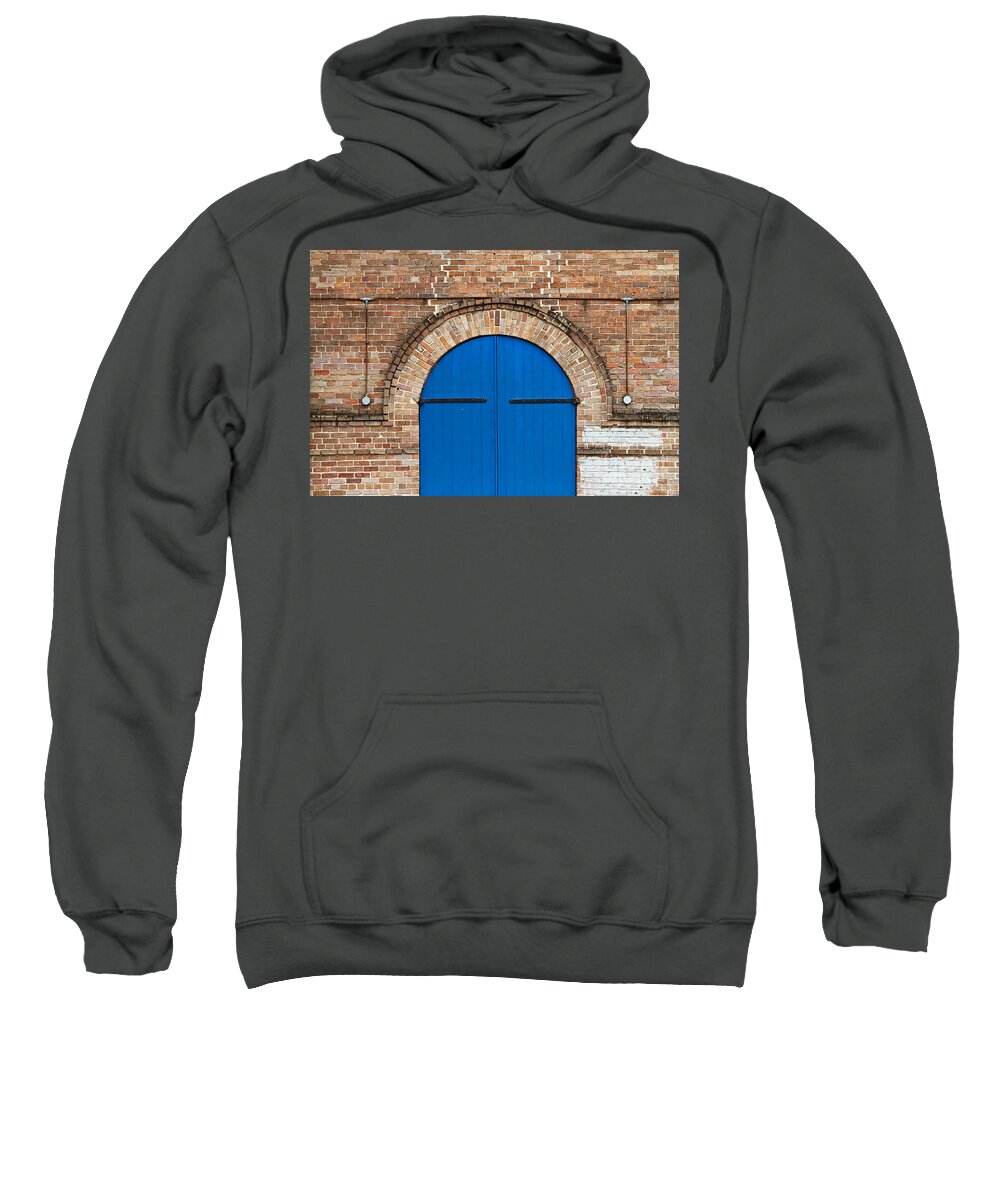 New Orleans Sweatshirt featuring the photograph Blue Door and Brick by Jarrod Erbe