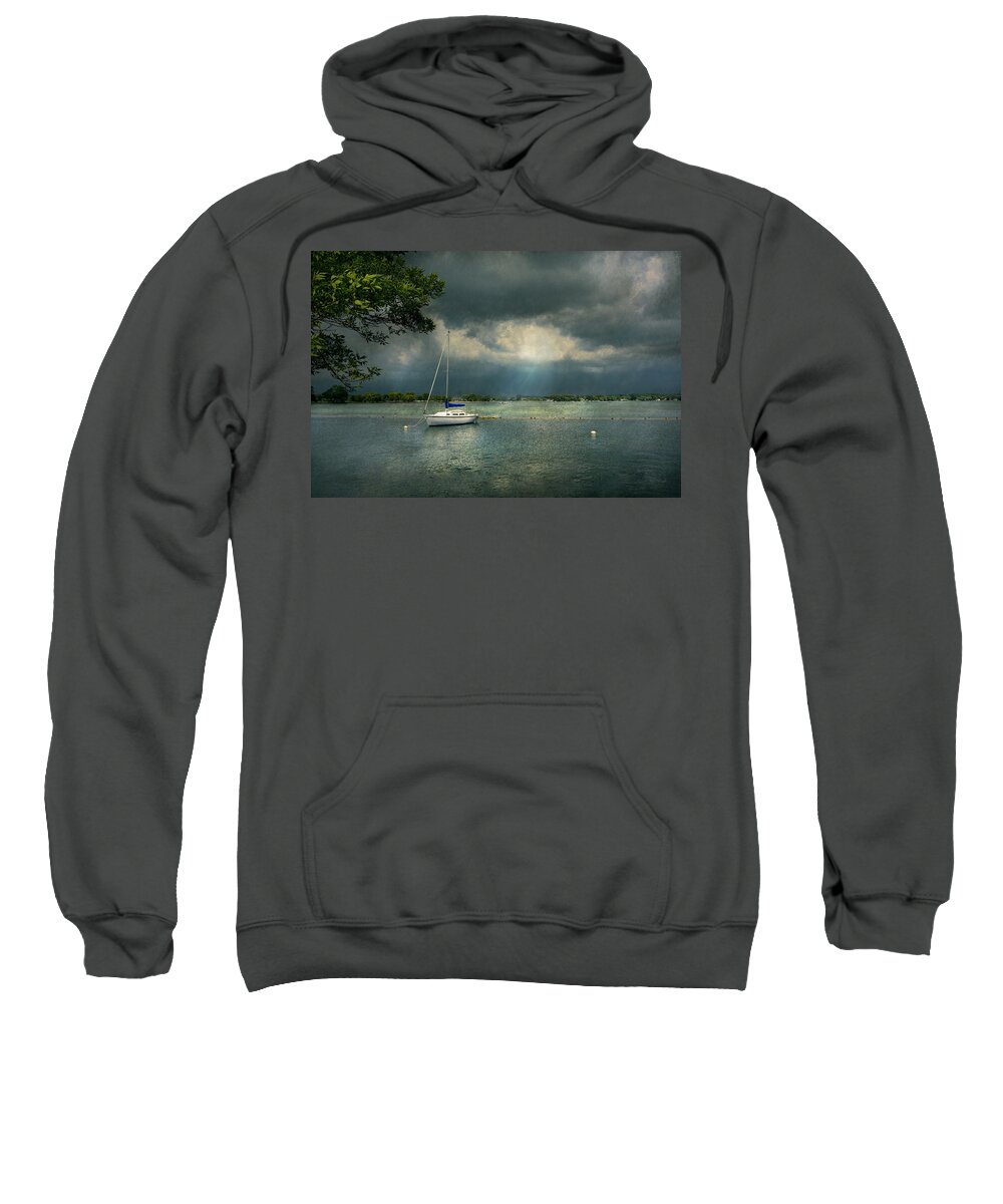 Name Sweatshirt featuring the photograph Boat - Canandaigua NY - Tranquility before the storm by Mike Savad