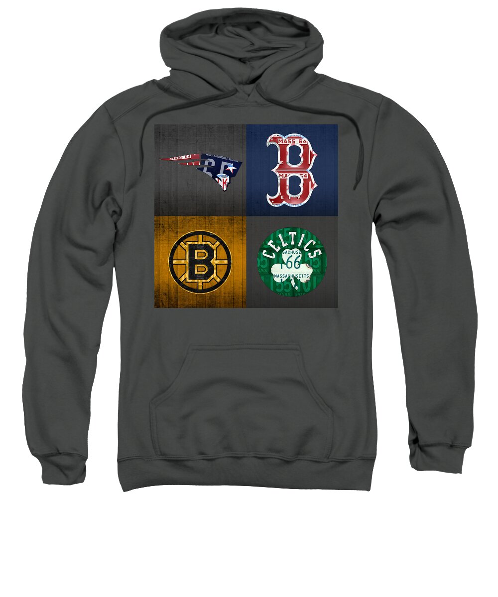 Boston Sports Fan Recycled Vintage Massachusetts License Plate Art Patriots  Red Sox Bruins Celtics Adult Pull-Over Hoodie by Design Turnpike -  Instaprints