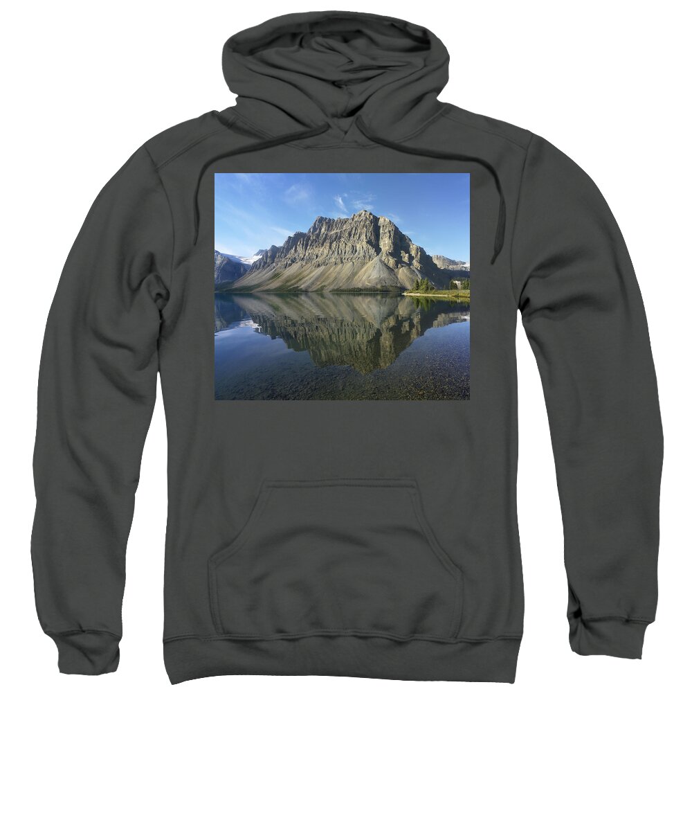 Feb0514 Sweatshirt featuring the photograph Bow Lake And Crowfoot Mts Banff by Tim Fitzharris