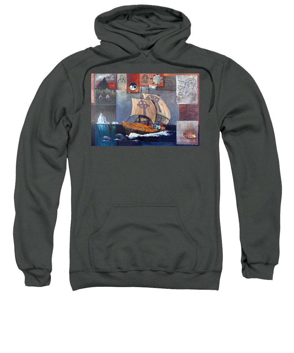 Val Sweatshirt featuring the painting Brendan Voyage by Val Byrne