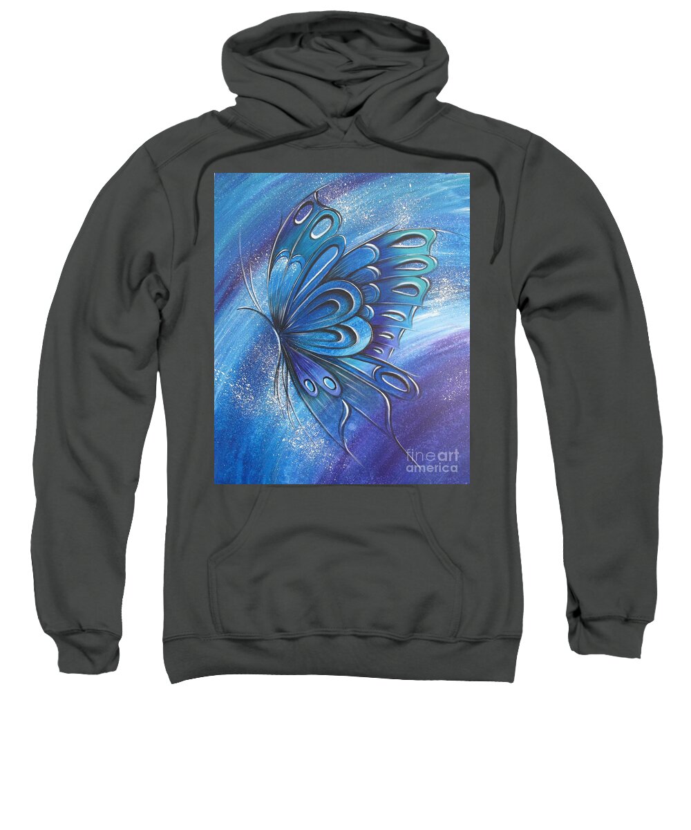 Reina Sweatshirt featuring the painting Butterfly 4 by Reina Cottier