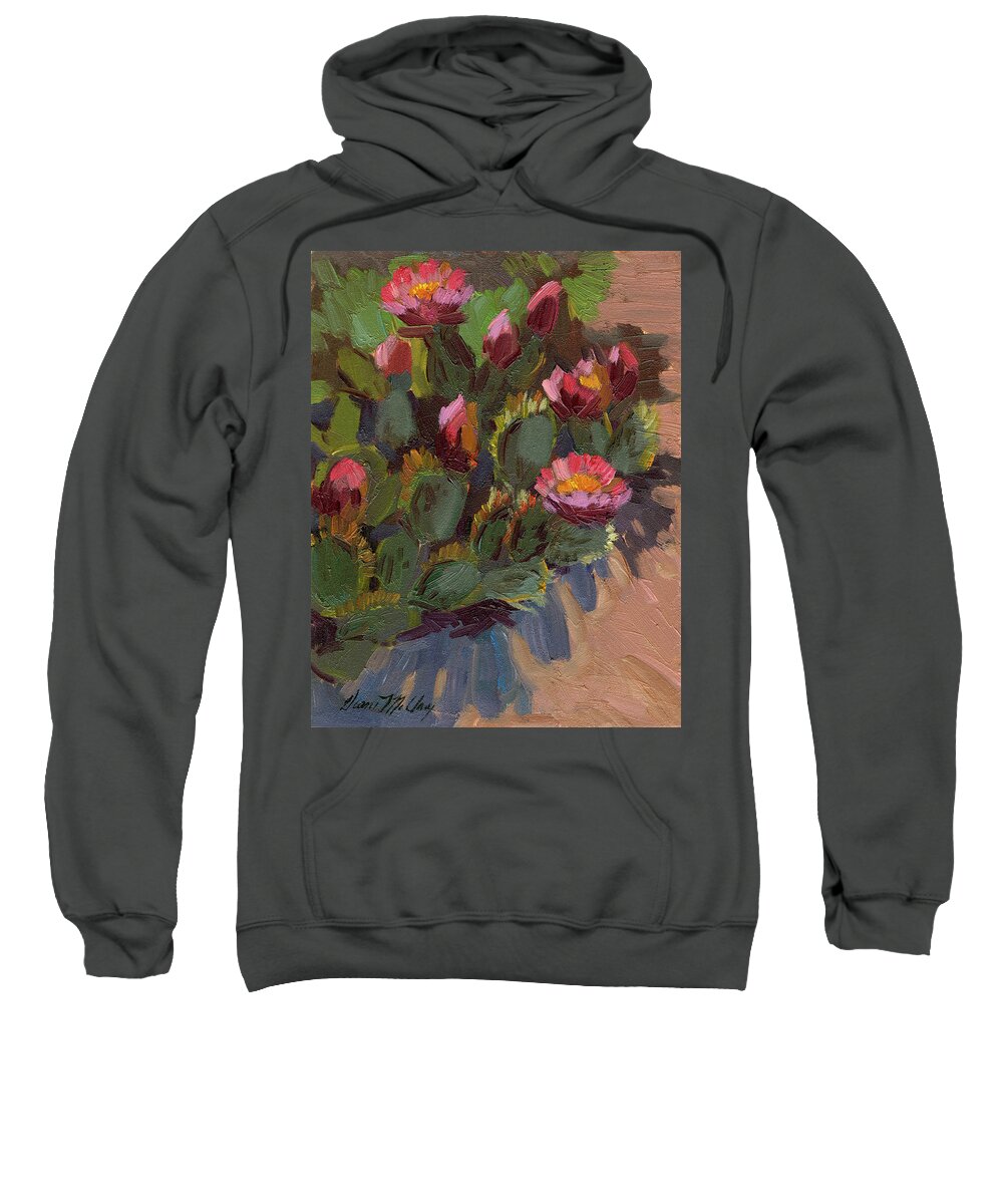 Cactus In Bloom Sweatshirt featuring the painting Cactus in Bloom 2 by Diane McClary