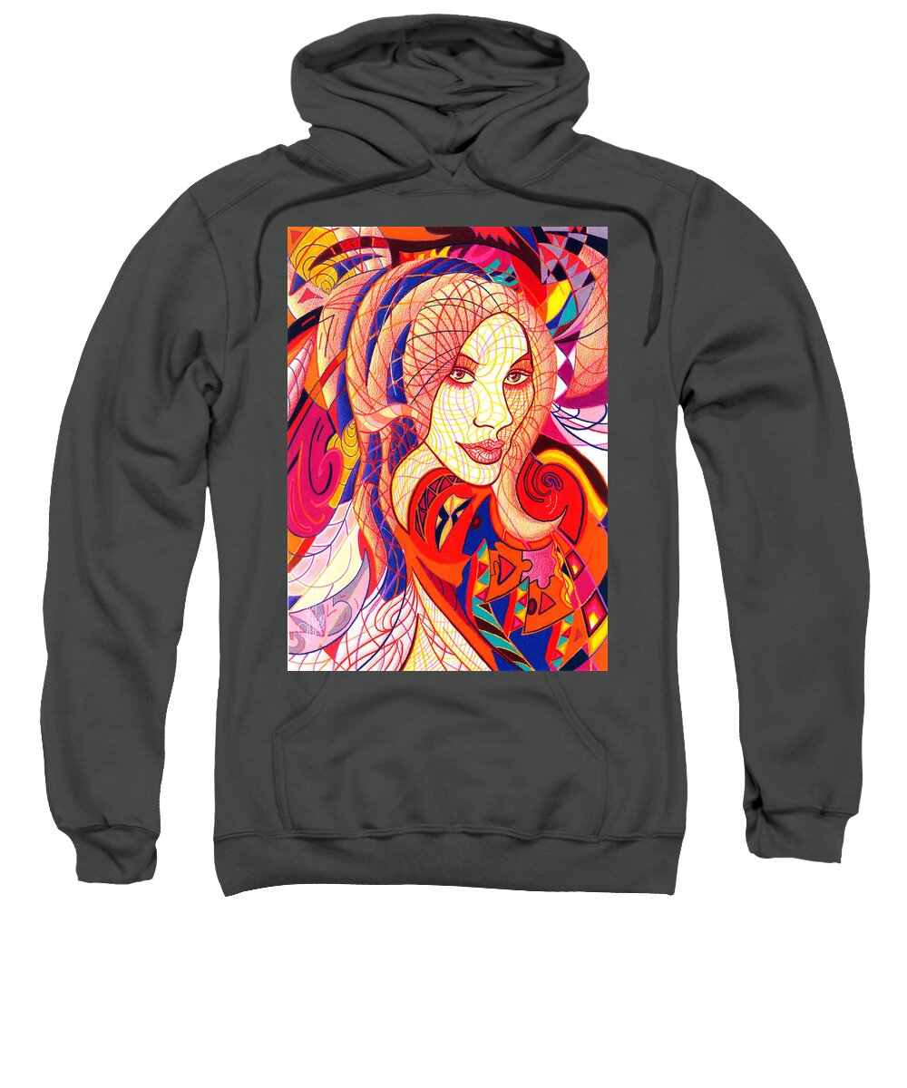Abstract Sweatshirt featuring the drawing Carnival Girl by Danielle R T Haney