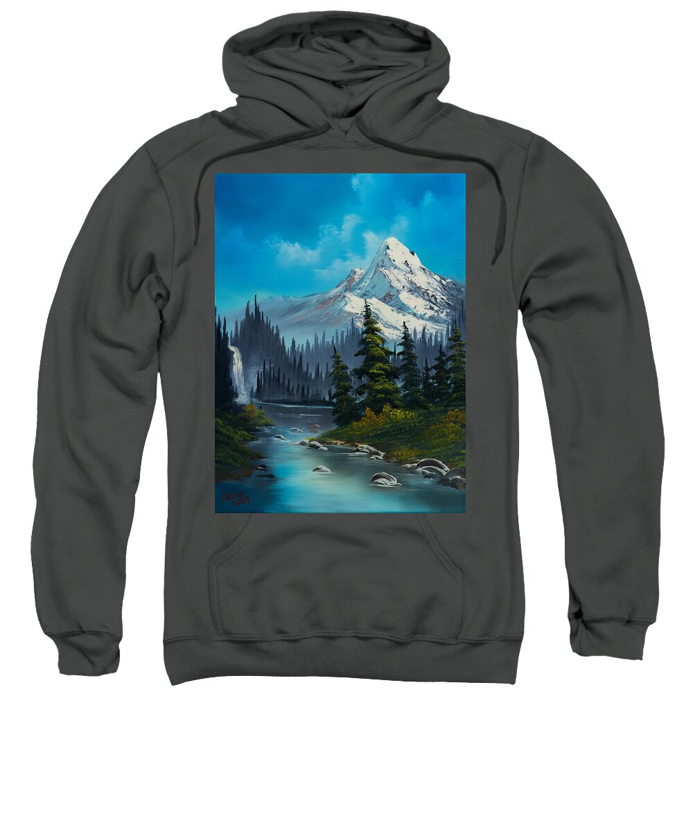 Landscape Sweatshirt featuring the painting Cascading Falls by Chris Steele