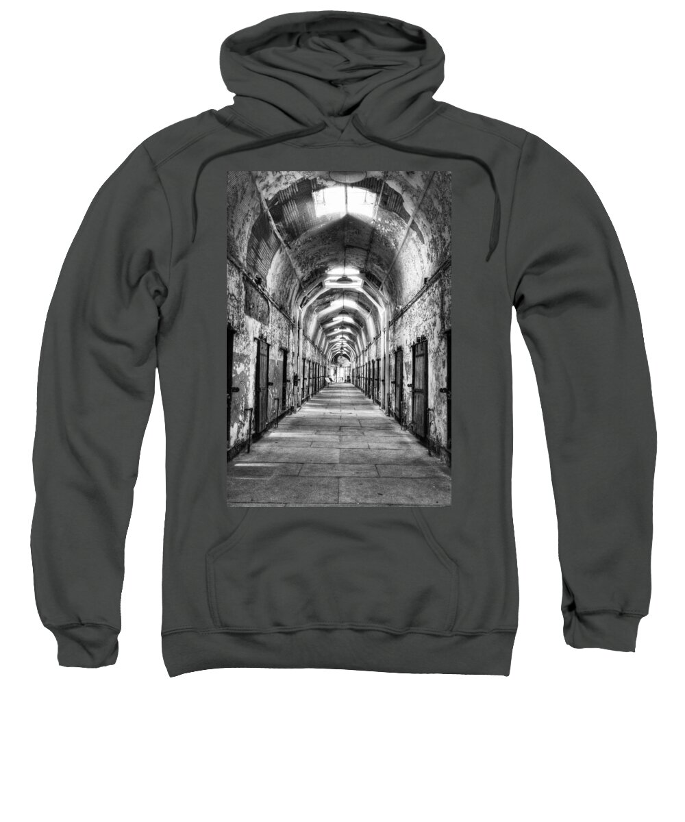 Eastern State Penitentiary Sweatshirt featuring the photograph Cell Block from the past by Paul W Faust - Impressions of Light