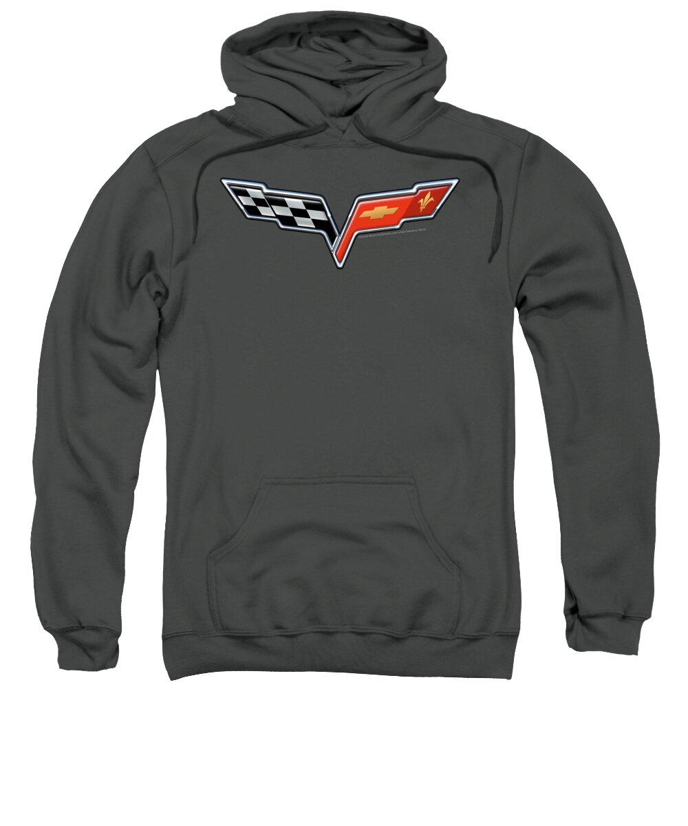  Sweatshirt featuring the digital art Chevrolet - The Vette Medallion by Brand A