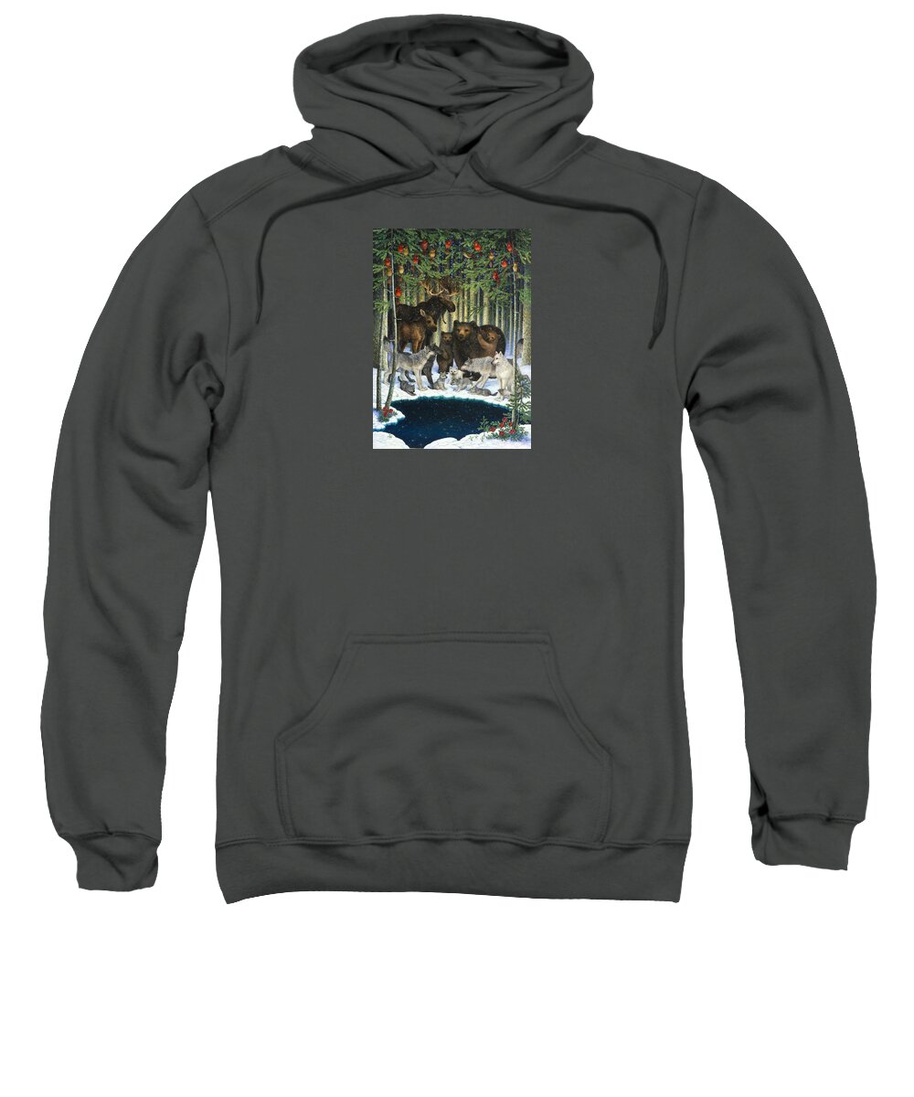 Christmas Sweatshirt featuring the painting Christmas Gathering by Lynn Bywaters