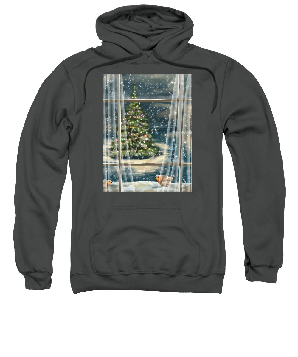 Christmas Sweatshirt featuring the painting Christmas night by Veronica Minozzi