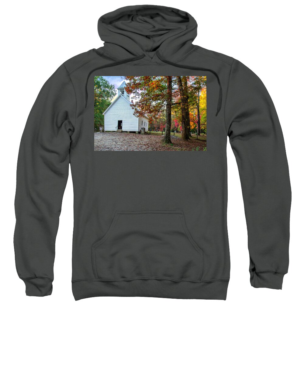 Church Sweatshirt featuring the photograph Church in Fall by Mary Almond