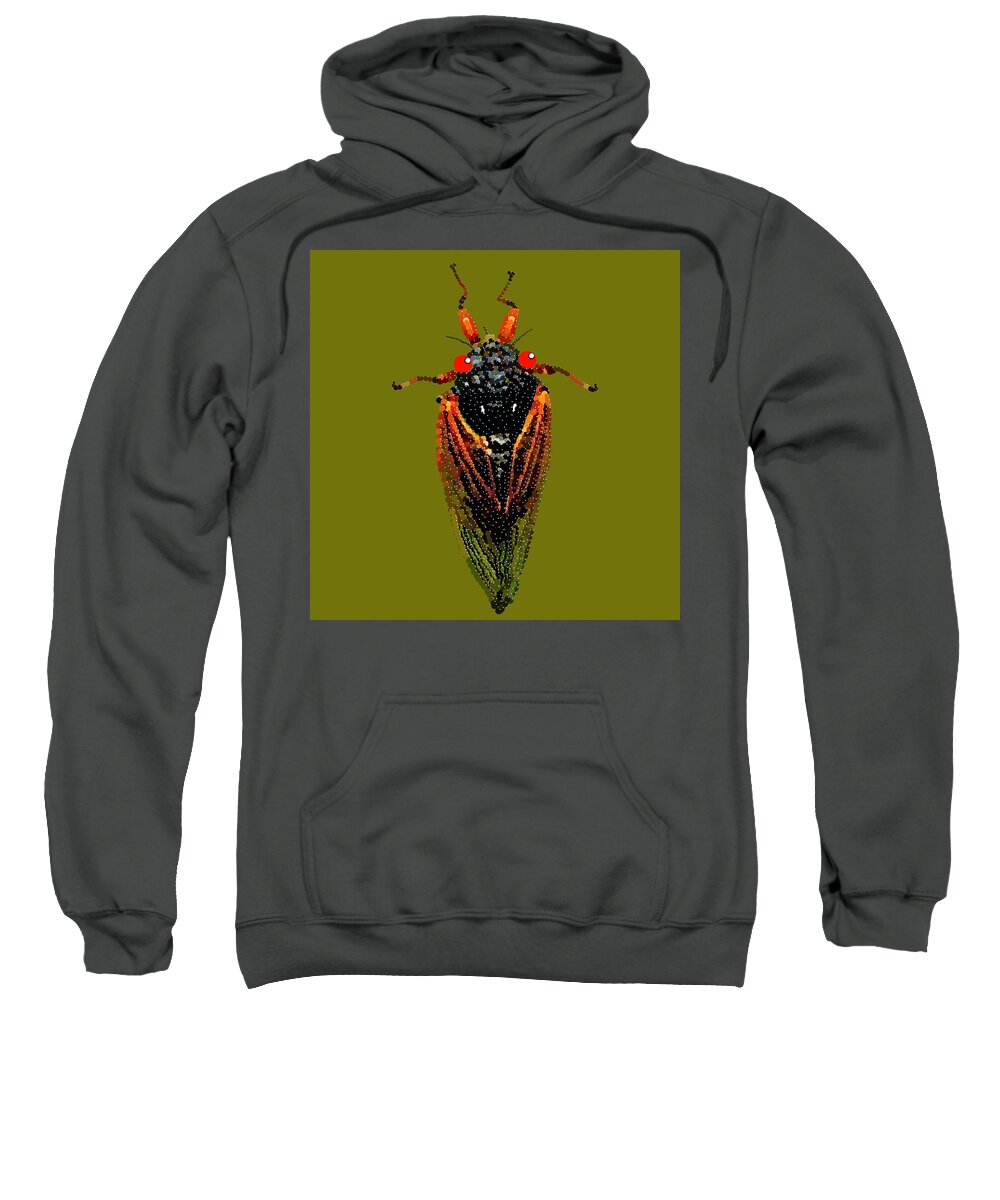  Sweatshirt featuring the digital art Cicada in Green by R Allen Swezey