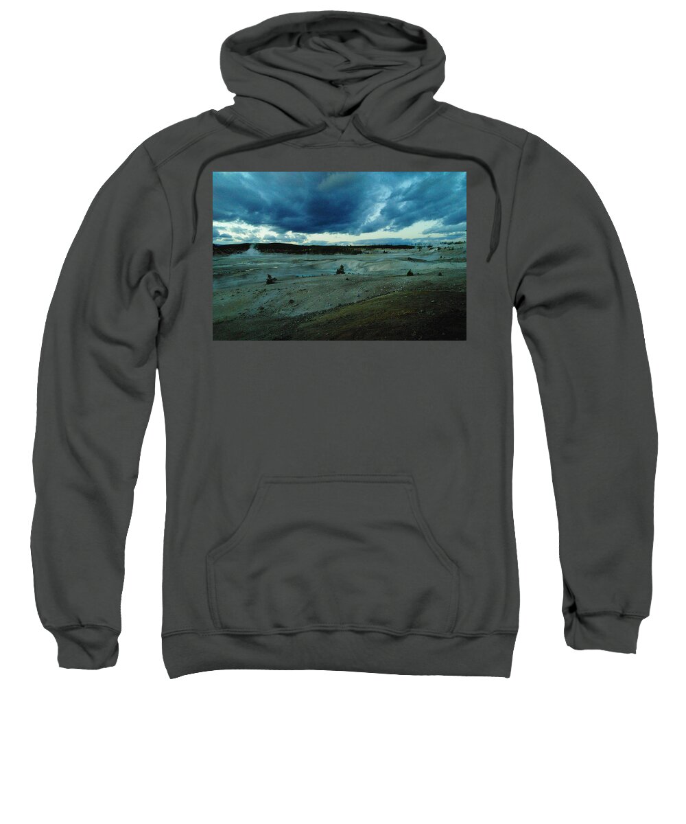 Clouds Sweatshirt featuring the photograph Clouds Over Yellowstone Hot Springs by Jeff Swan