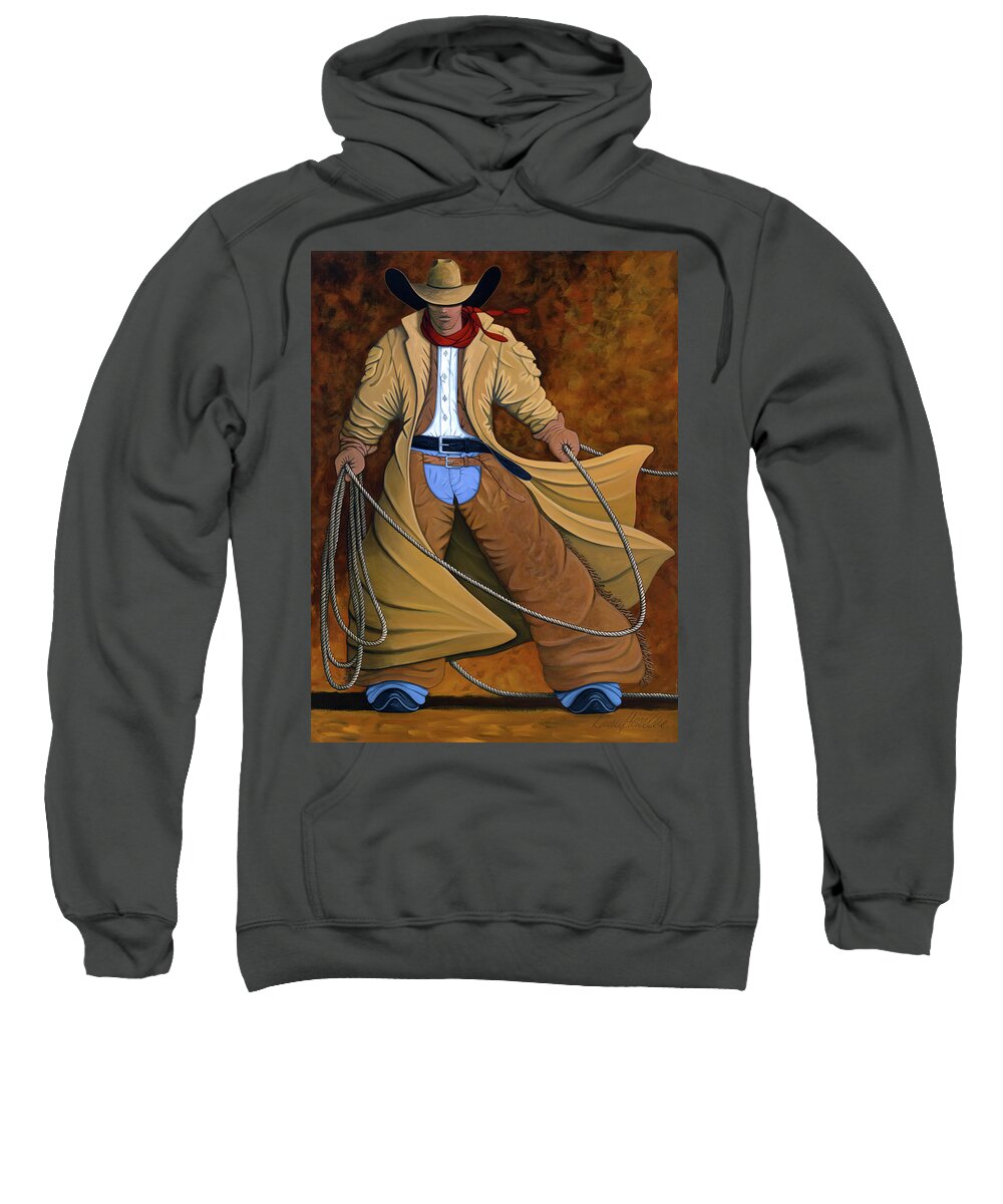 Contemporary Western Sweatshirt featuring the painting Cody by Lance Headlee