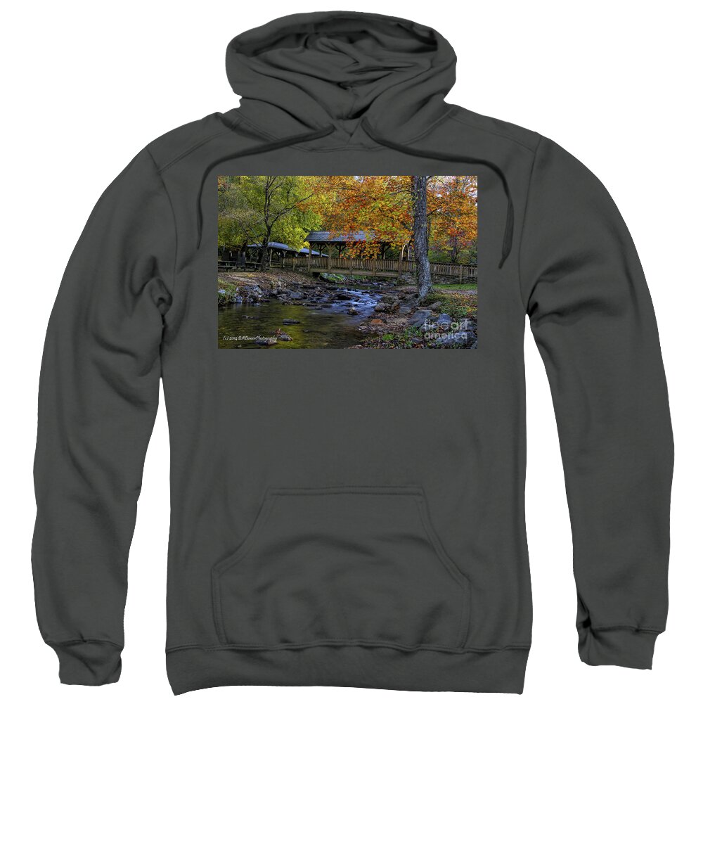 Vogel State Park Sweatshirt featuring the photograph Colorful Footbridge Crossing by Barbara Bowen