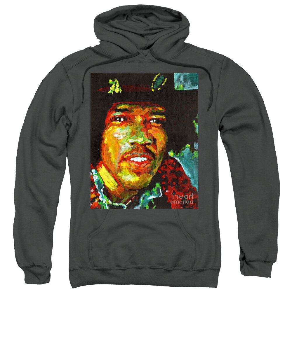 Tanya Filichkin Sweatshirt featuring the painting American Legend Jimi Hendrix by Tanya Filichkin