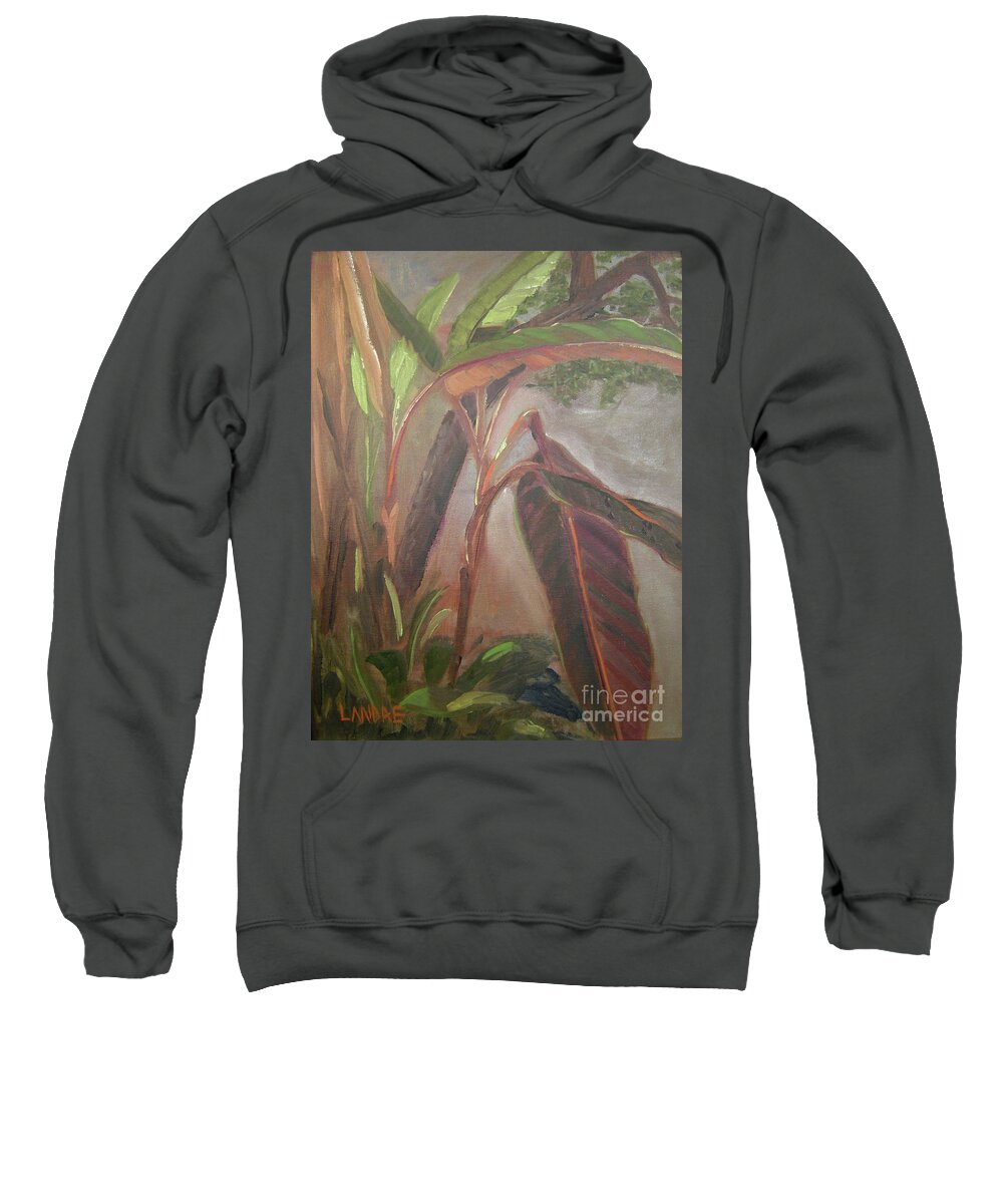 Bananas Sweatshirt featuring the painting Courtyard Bananas by Lilibeth Andre