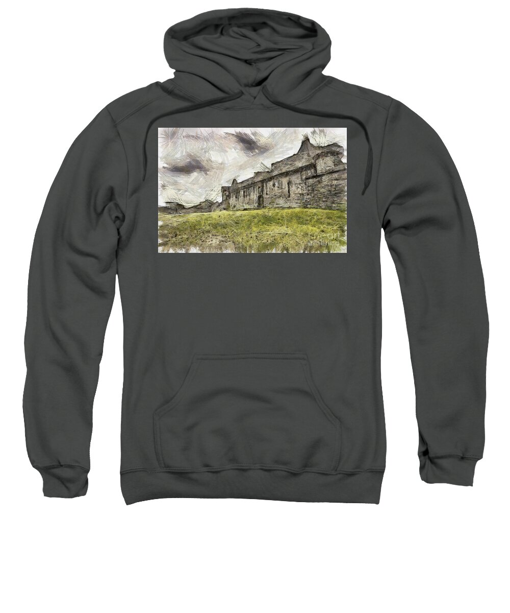 Digital Sweatshirt featuring the photograph Craigmillar Castle Pencil Drawing by Antony McAulay