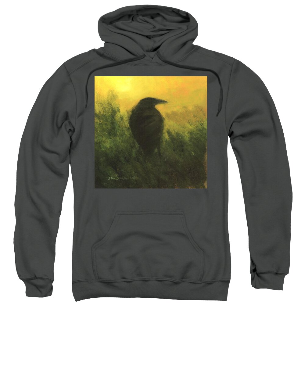 Crow Sweatshirt featuring the painting Crow 5 by David Ladmore