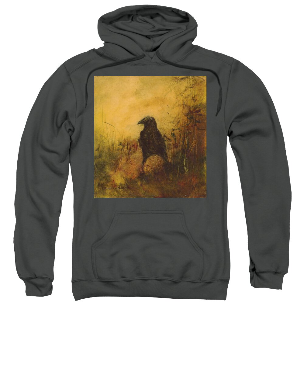 Crow Sweatshirt featuring the painting Crow 7 by David Ladmore
