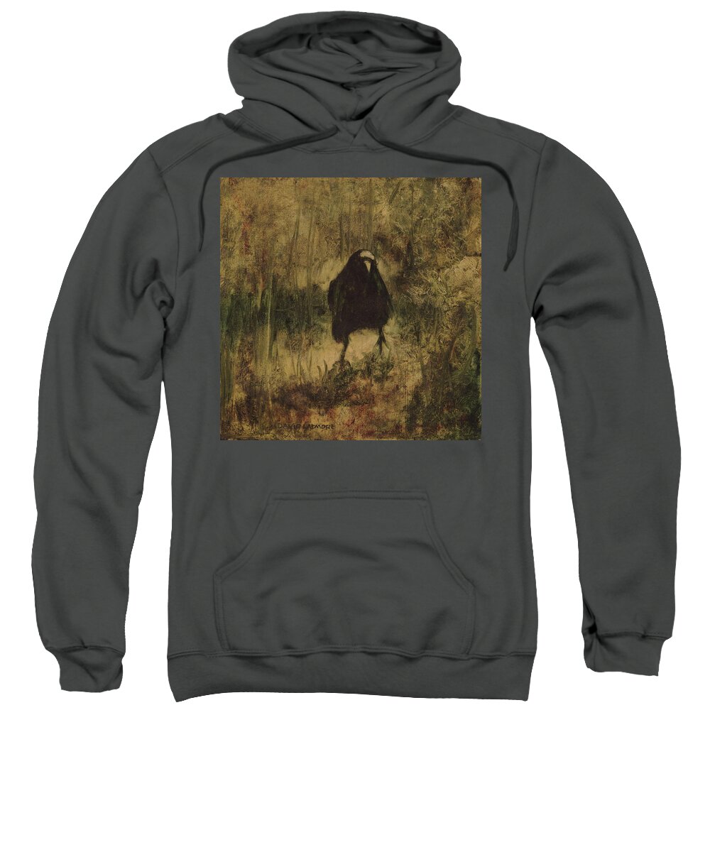 Crow Sweatshirt featuring the painting Crow 8 by David Ladmore