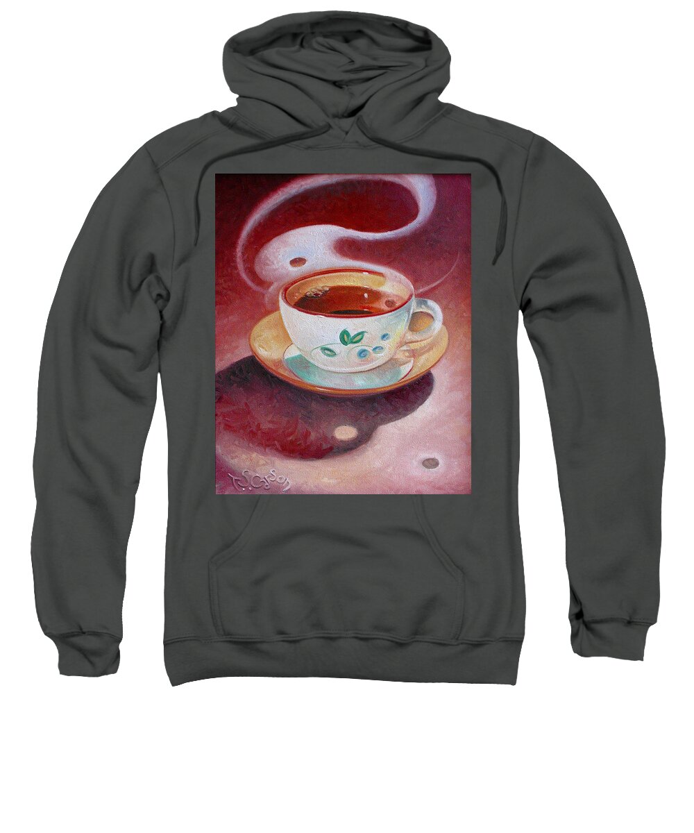 Cup Of Tea Sweatshirt featuring the painting Cup of Tea by T S Carson
