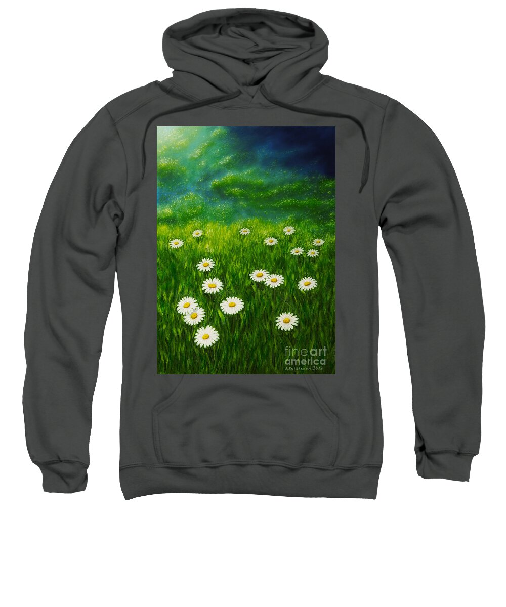 Art Sweatshirt featuring the painting Daisy meadow by Veikko Suikkanen