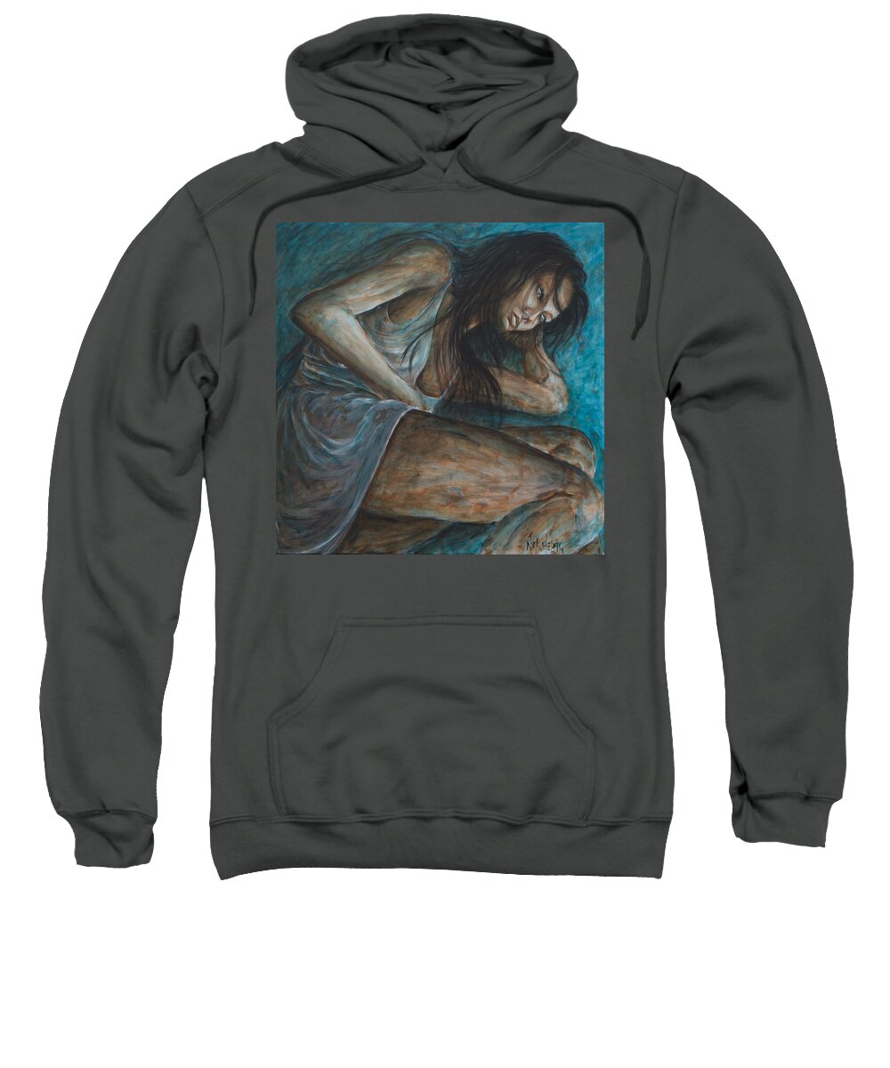 Dana￿klimt Sweatshirt featuring the painting Danae Painting after Klimt by Nik Helbig