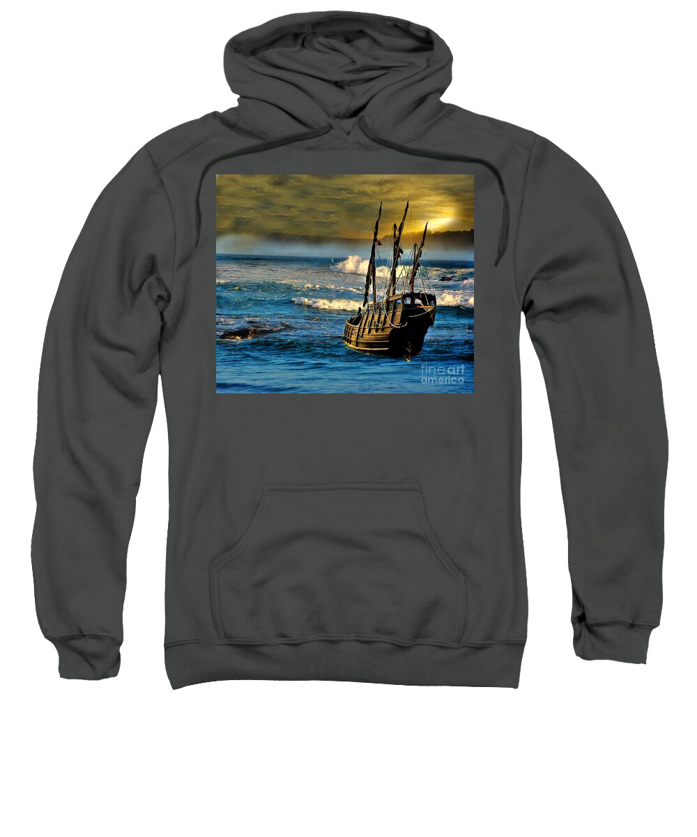 Stuart Media Sweatshirt featuring the digital art Dangerous waters by Blair Stuart