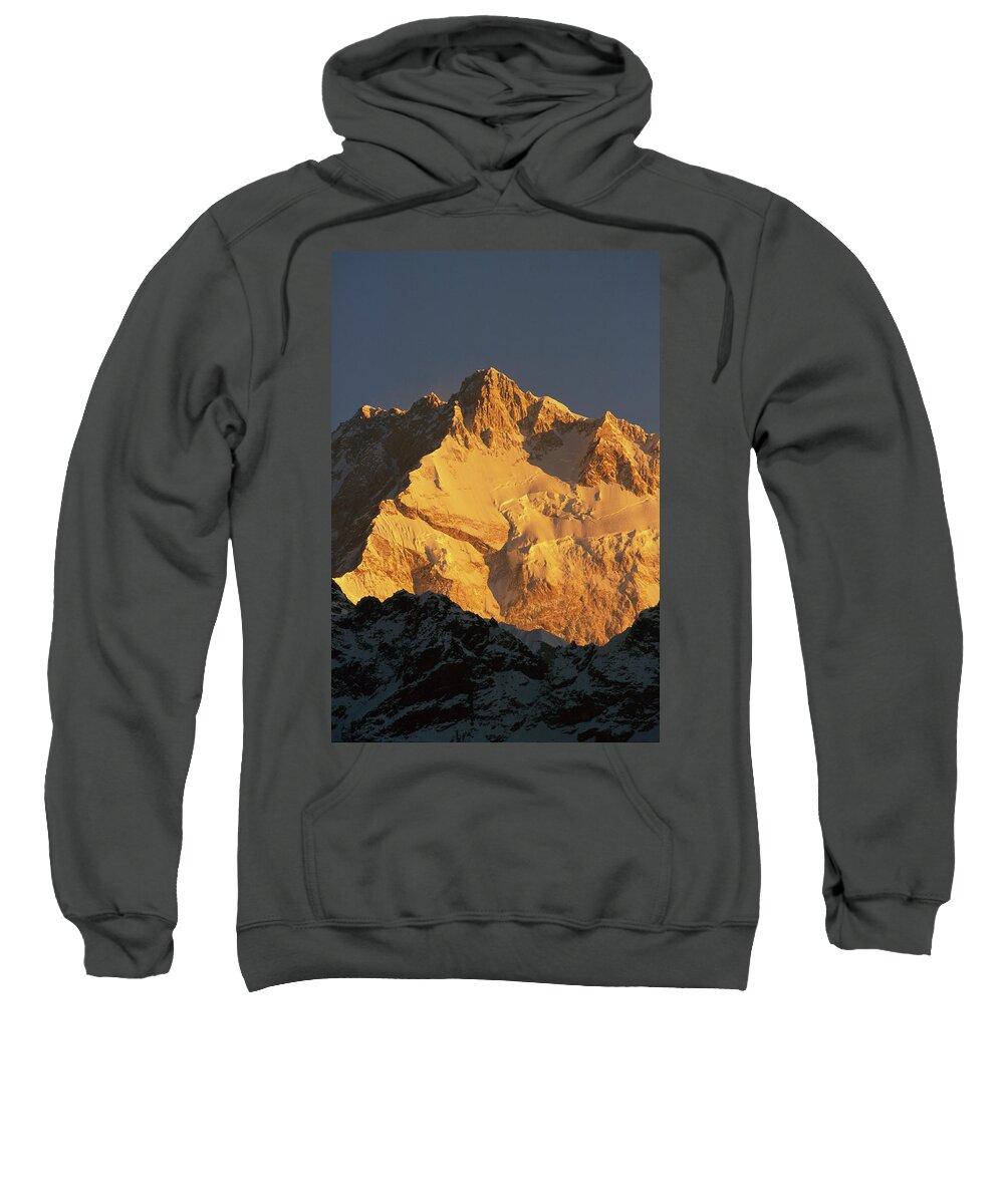 Hh Sweatshirt featuring the photograph Dawn On Kangchenjunga Talung Face by Colin Monteath