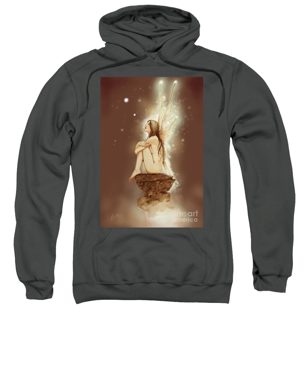 Paintings Sweatshirt featuring the painting Daydreaming Faerie by John Silver