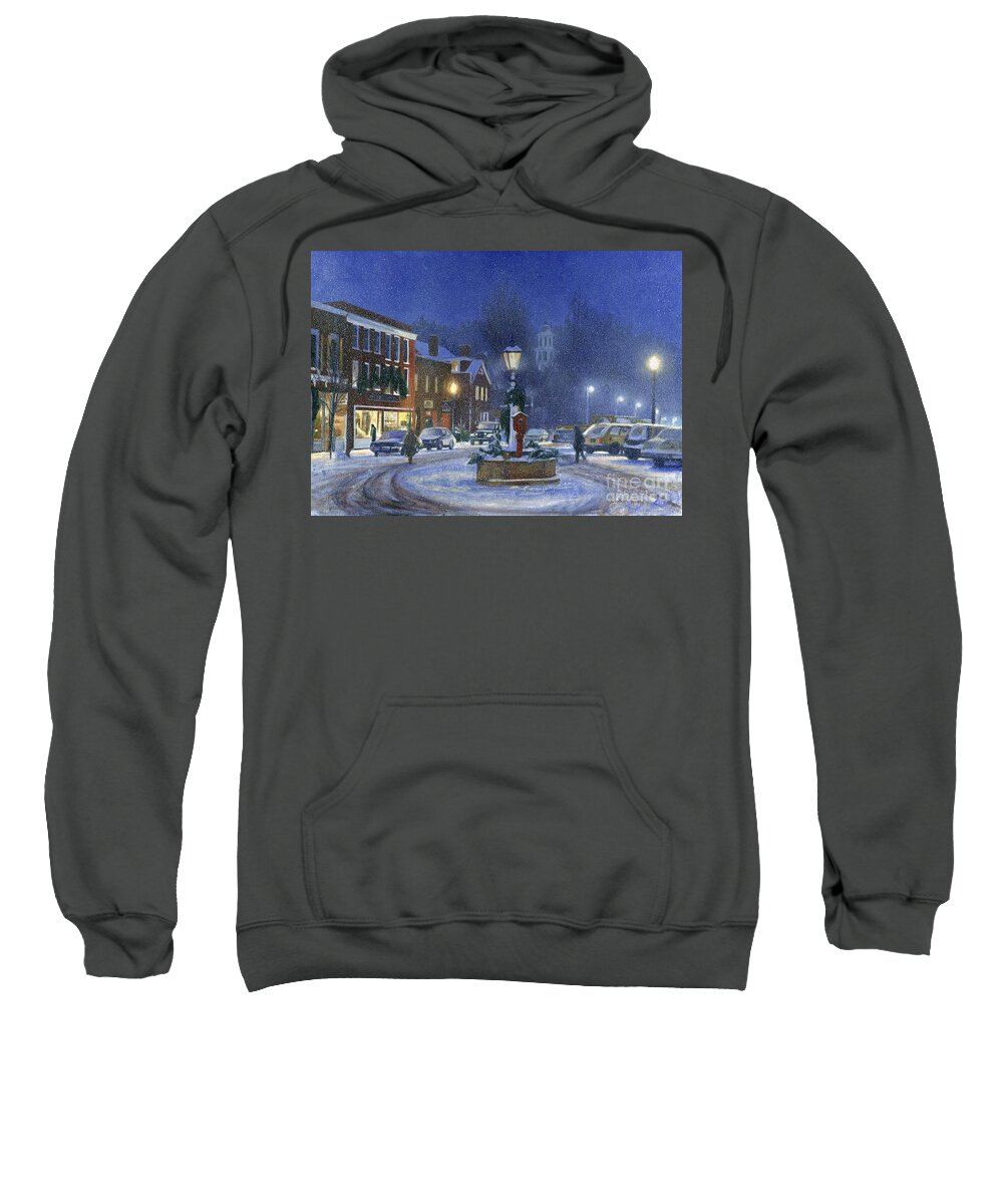 Woodstock Sweatshirt featuring the painting Downtown Woodstock by Candace Lovely