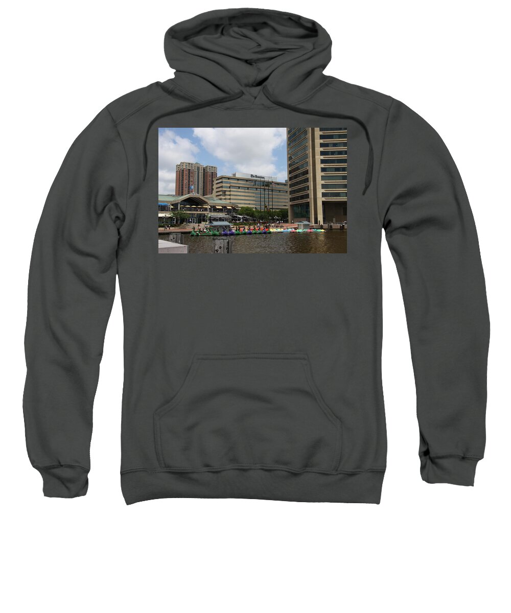 Boats Sweatshirt featuring the photograph Dragonboats - Inner Harbor Baltimore by Christiane Schulze Art And Photography