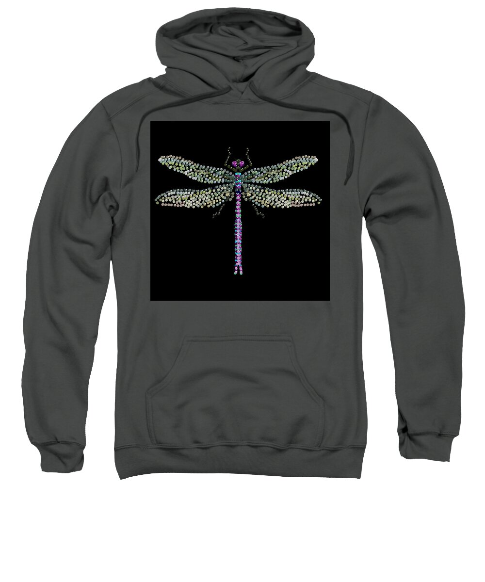 Dragonfly Sweatshirt featuring the digital art Dragonfly Bedazzled by R Allen Swezey