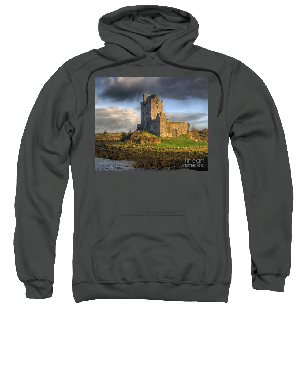 Ancient Sweatshirt featuring the photograph Dunguaire Castle with Dramatic Sky Kinvara Galway Ireland by Juli Scalzi
