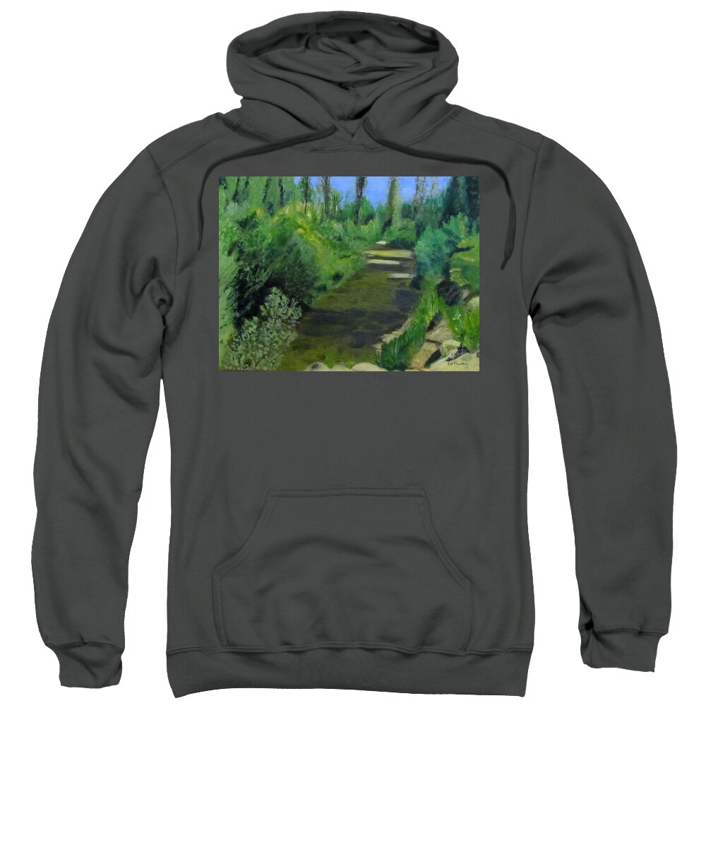 Acrylic Sweatshirt featuring the painting Edna Creek in color by Linda Feinberg