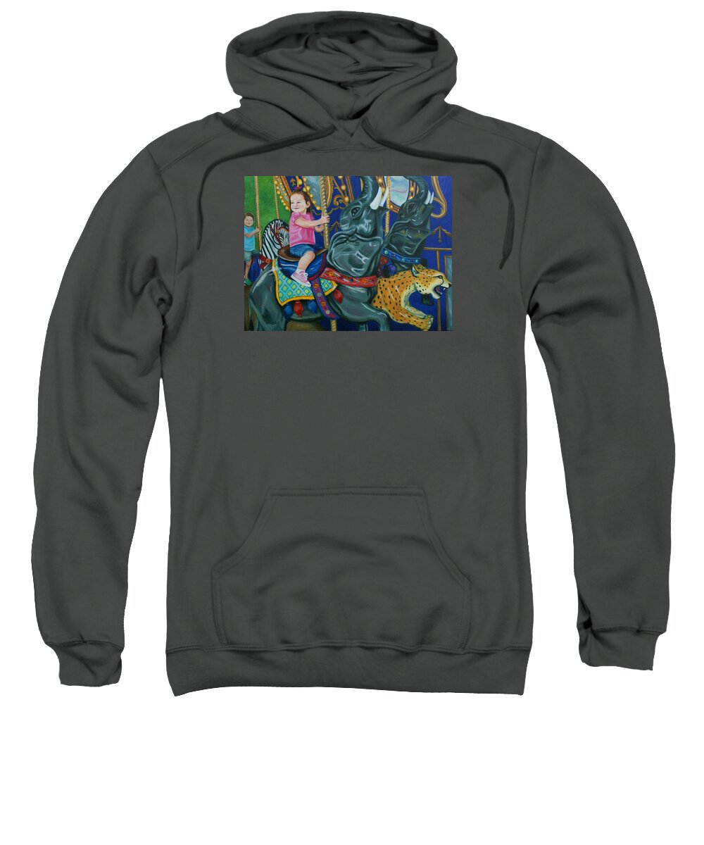 Carnival Sweatshirt featuring the painting Elephant Ride by Jill Ciccone Pike