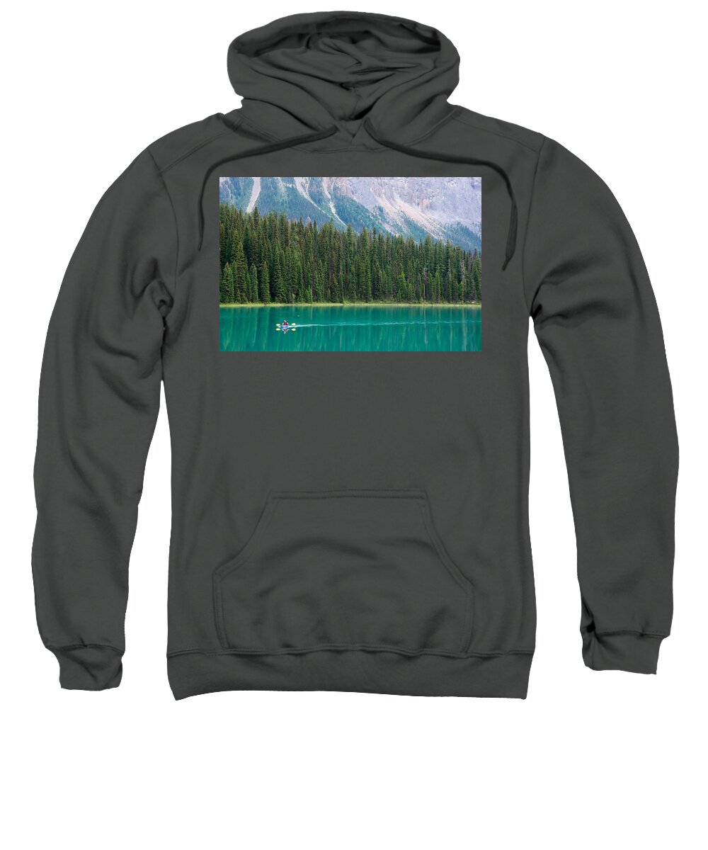 Canada Sweatshirt featuring the photograph Emerald Canoe by Kent Nancollas