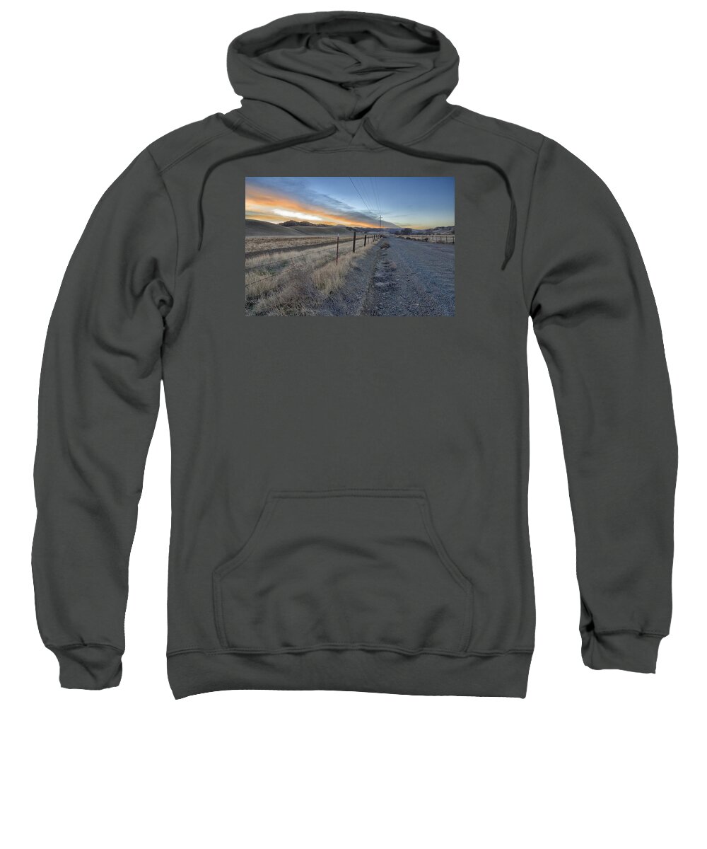 Landscape Sweatshirt featuring the photograph Brines Valley Road Sunset by Robin Mayoff