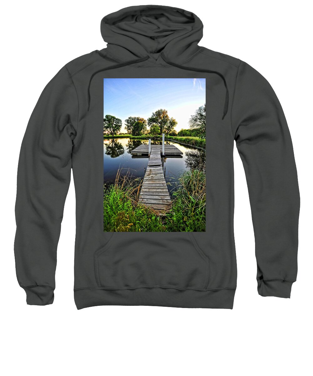 Pond Sweatshirt featuring the photograph Evening Pond by Ron Weathers