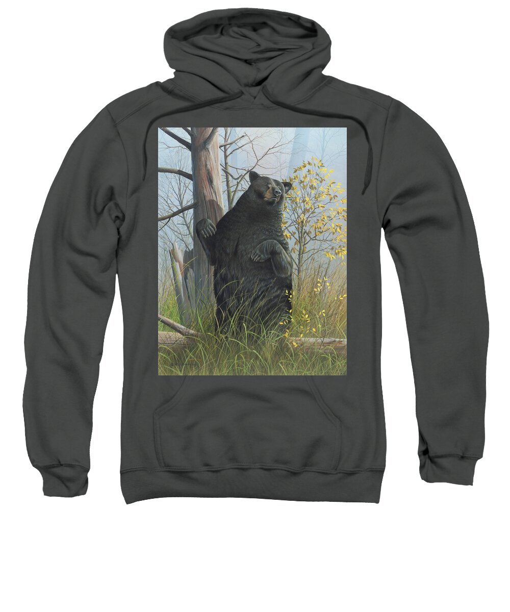 Black Bear Sweatshirt featuring the painting Fair Warning by Mike Brown