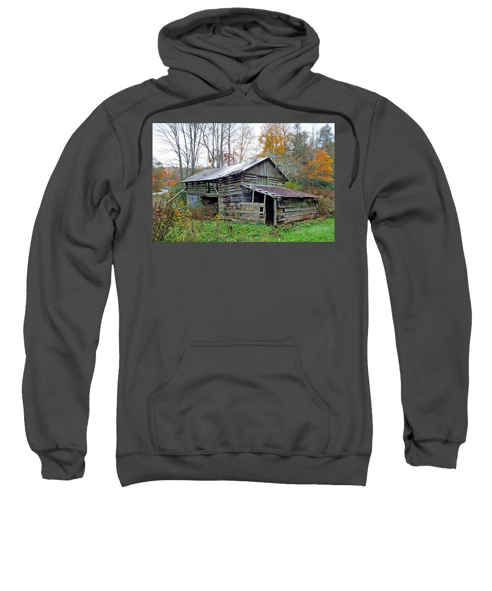 Duane Mccullough Sweatshirt featuring the photograph Falling Down Old Barn in the Fall 2 by Duane McCullough