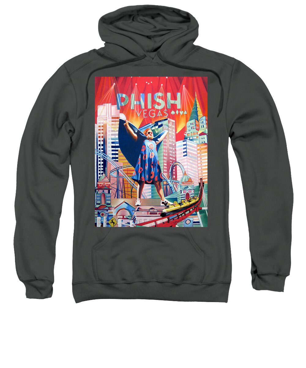 Phish Sweatshirt featuring the drawing Fishman in Vegas by Joshua Morton