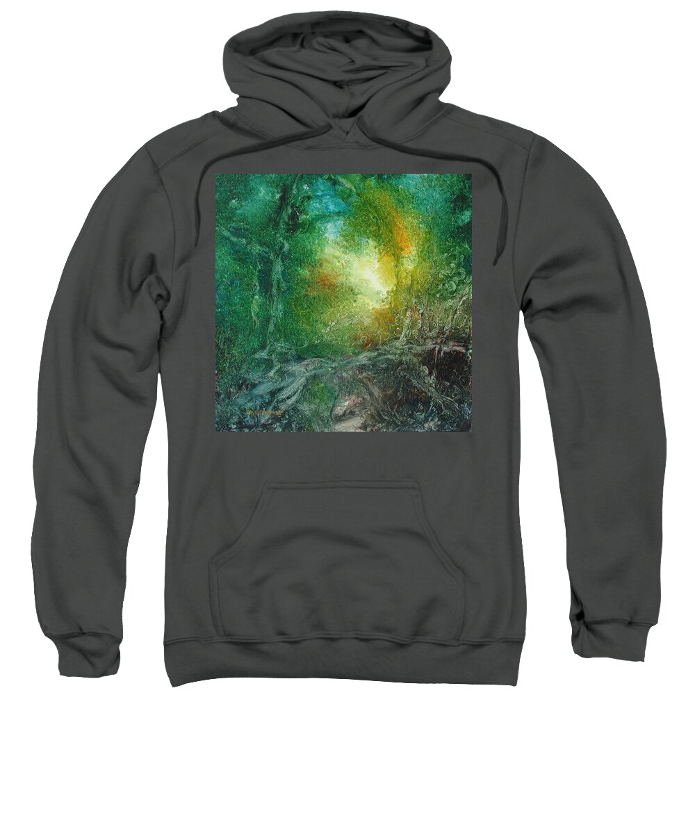 David Ladmore Sweatshirt featuring the painting Forest Light 27 by David Ladmore