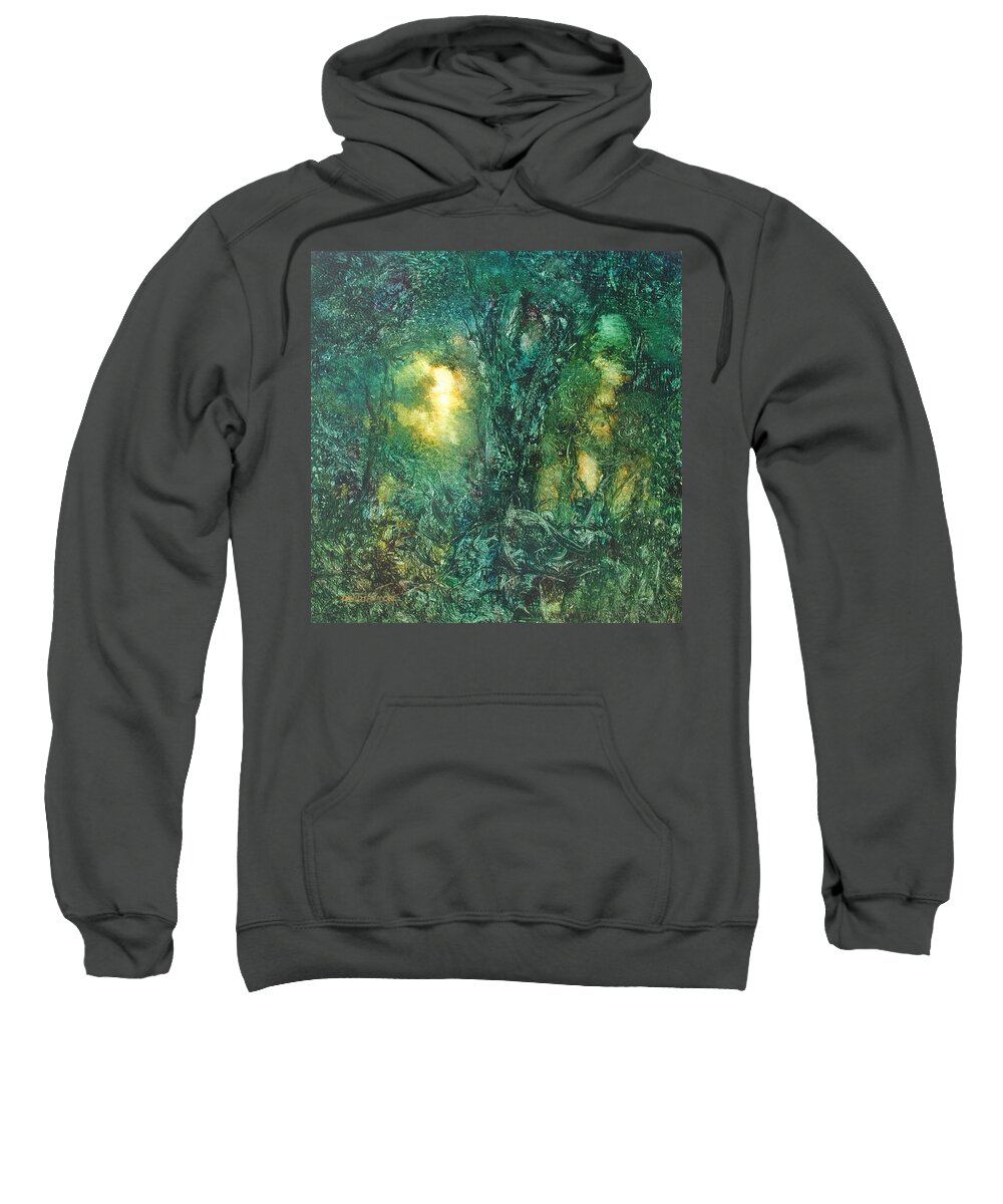 David Ladmore Sweatshirt featuring the painting Forest Light 28 by David Ladmore