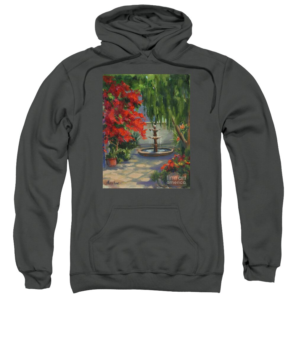 Fountain Sweatshirt featuring the painting Relaxing in the Courtyard by Maria Hunt
