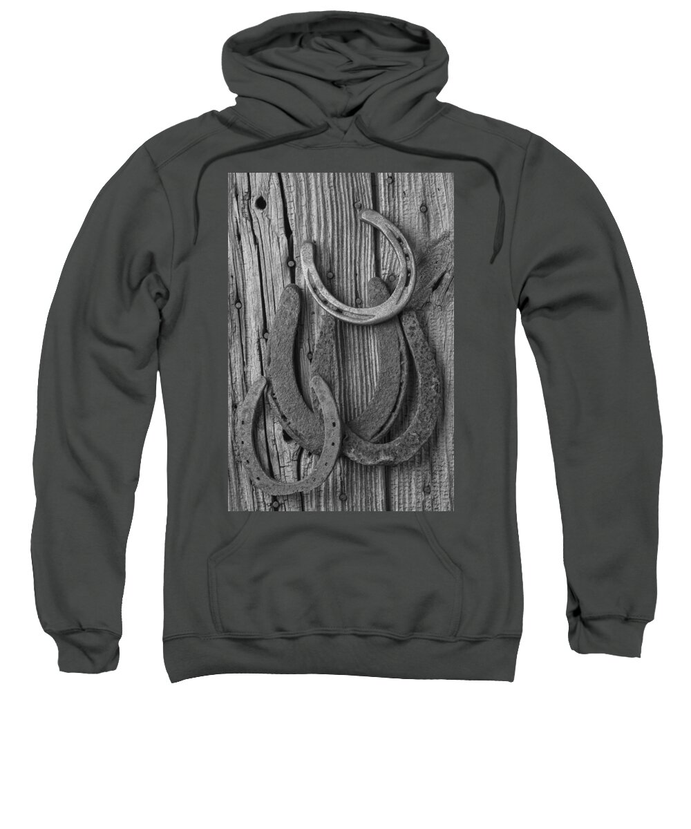Four Horseshoes Sweatshirt featuring the photograph Four Horseshoes by Garry Gay