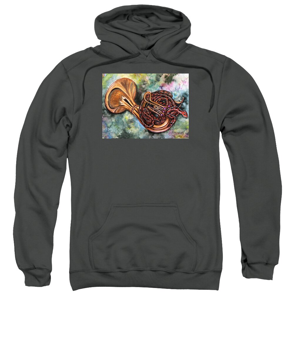 Snake Sweatshirt featuring the painting Garden Music by Linda Markwardt