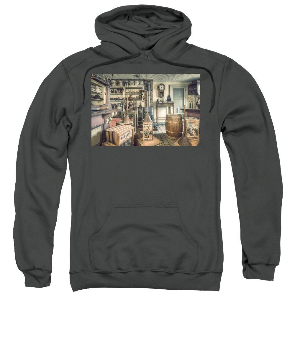 General Store Sweatshirt featuring the photograph General Store - 19th Century Seaport Village by Gary Heller
