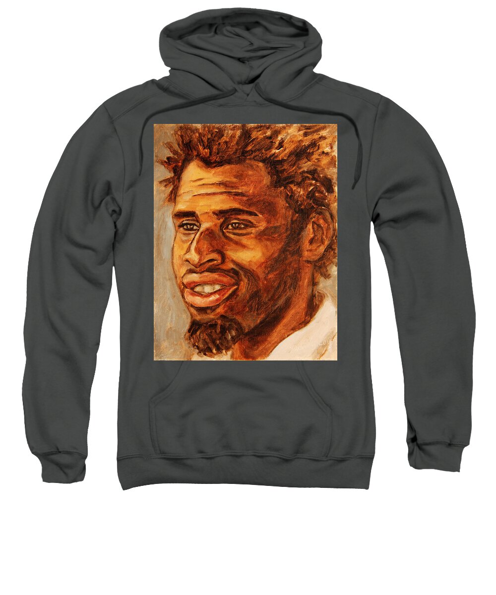 African Sweatshirt featuring the painting Gentleman with Goatee by Xueling Zou