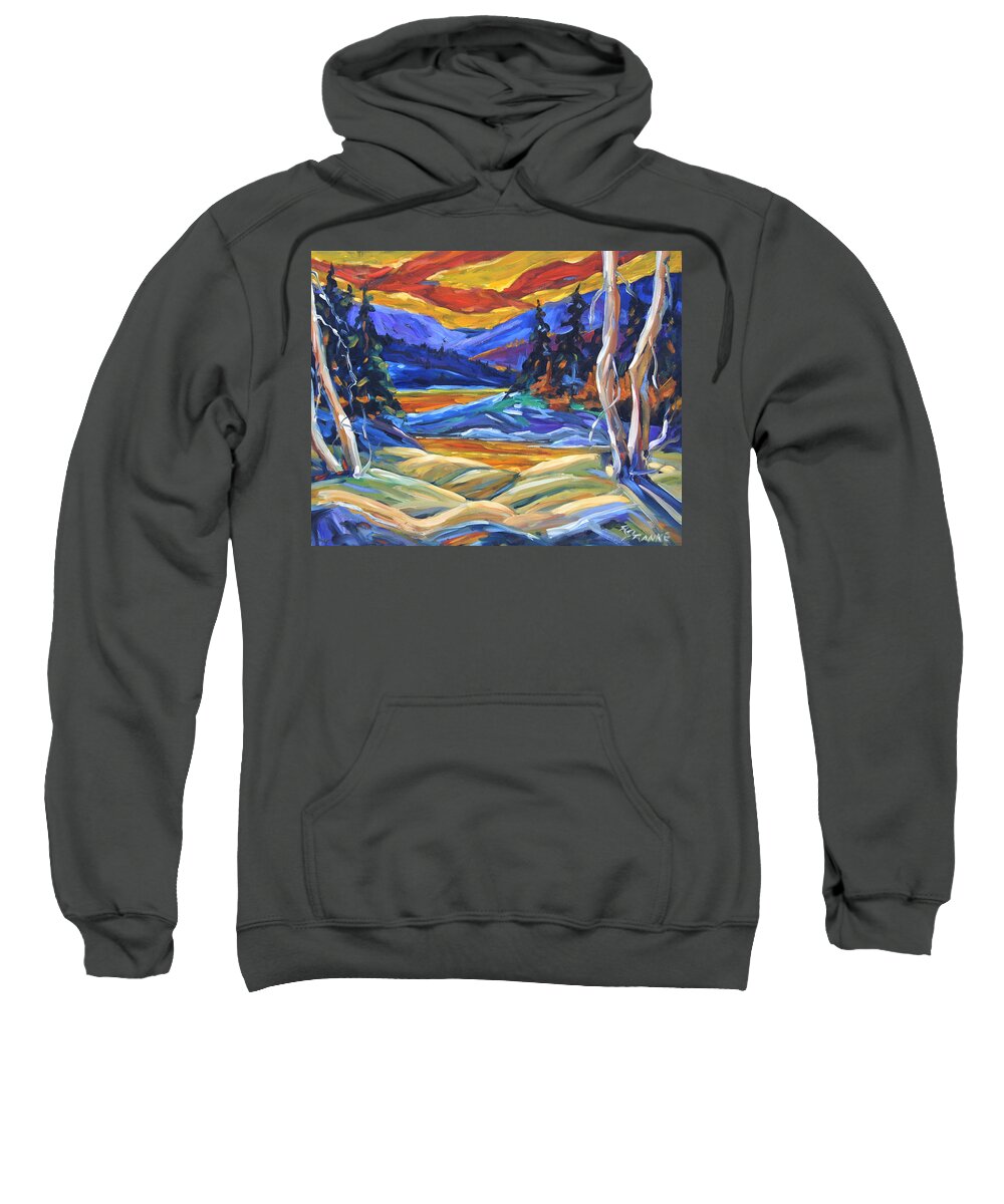 Canadian Landscape Created By Richard T Pranke Sweatshirt featuring the painting Geo Landscape II by Prankearts by Richard T Pranke